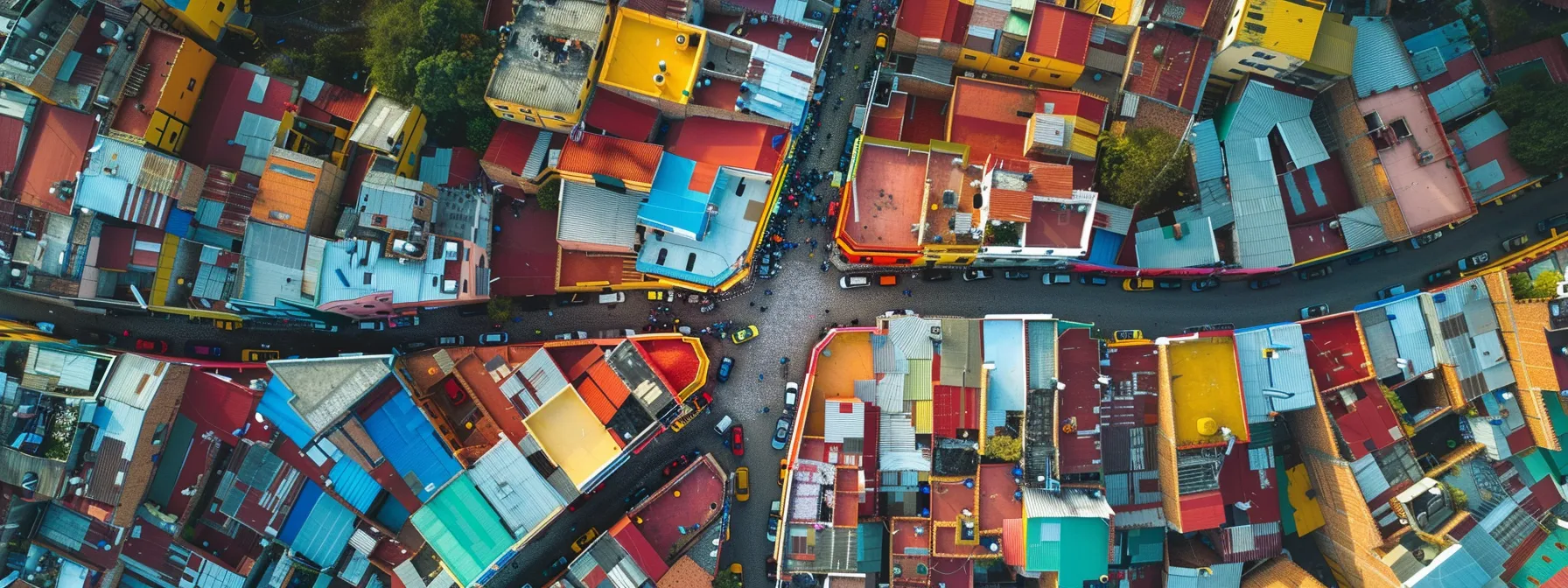 The best photo locations bolivia | An aerial perspective of colorful la paz streets bustling